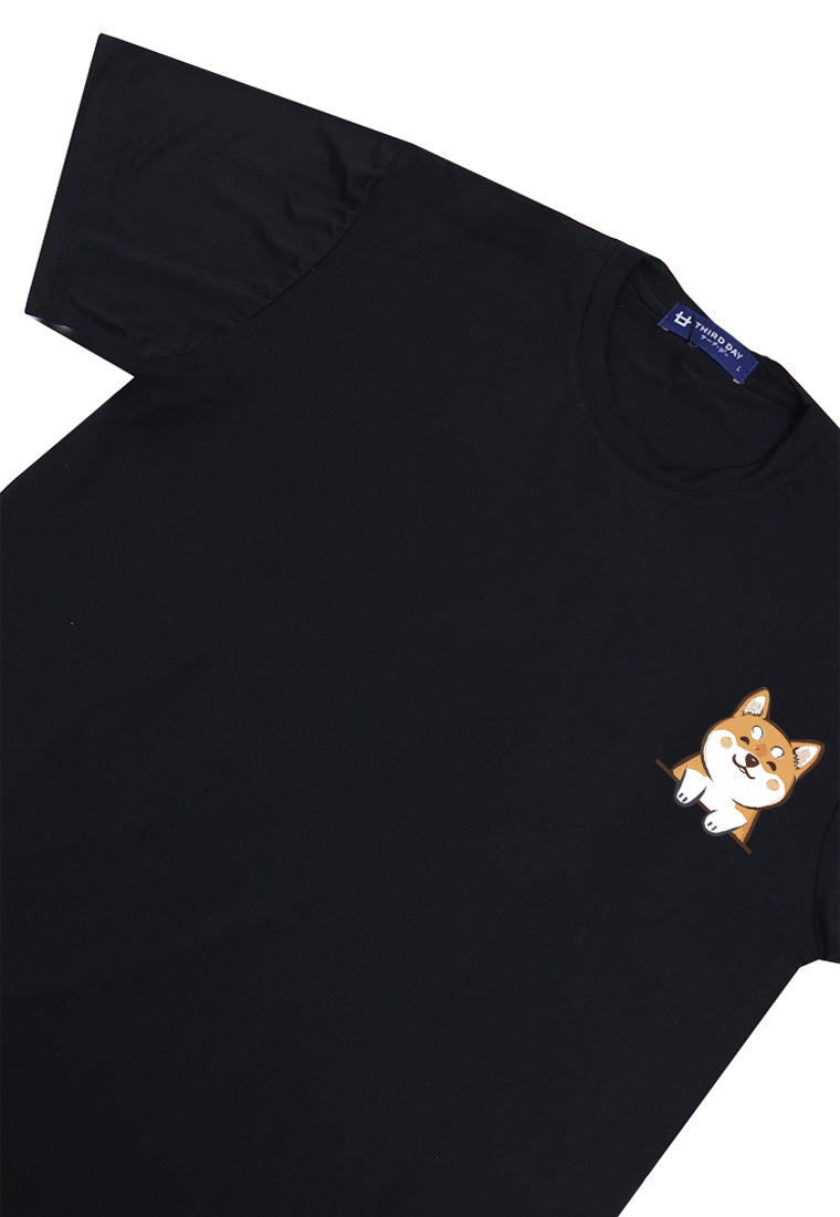 MTR84 Kaos Couple Pria Tangan Pendek Gambar Anjing "Pocket Dogs" Instacool Hitam