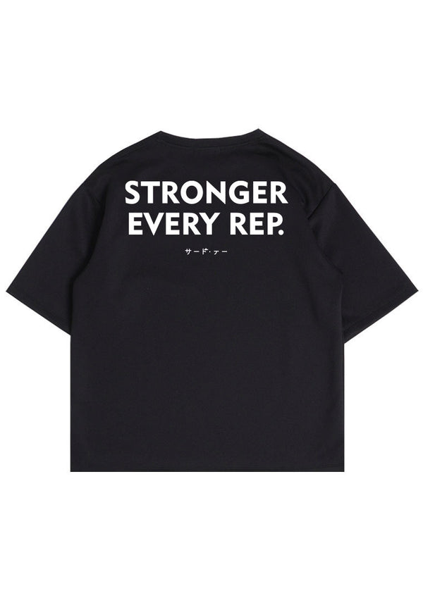 MTR95 Kaos Oversize Gym Bahan Tebal ScubaLux "Stronger Every Rep" Hitam