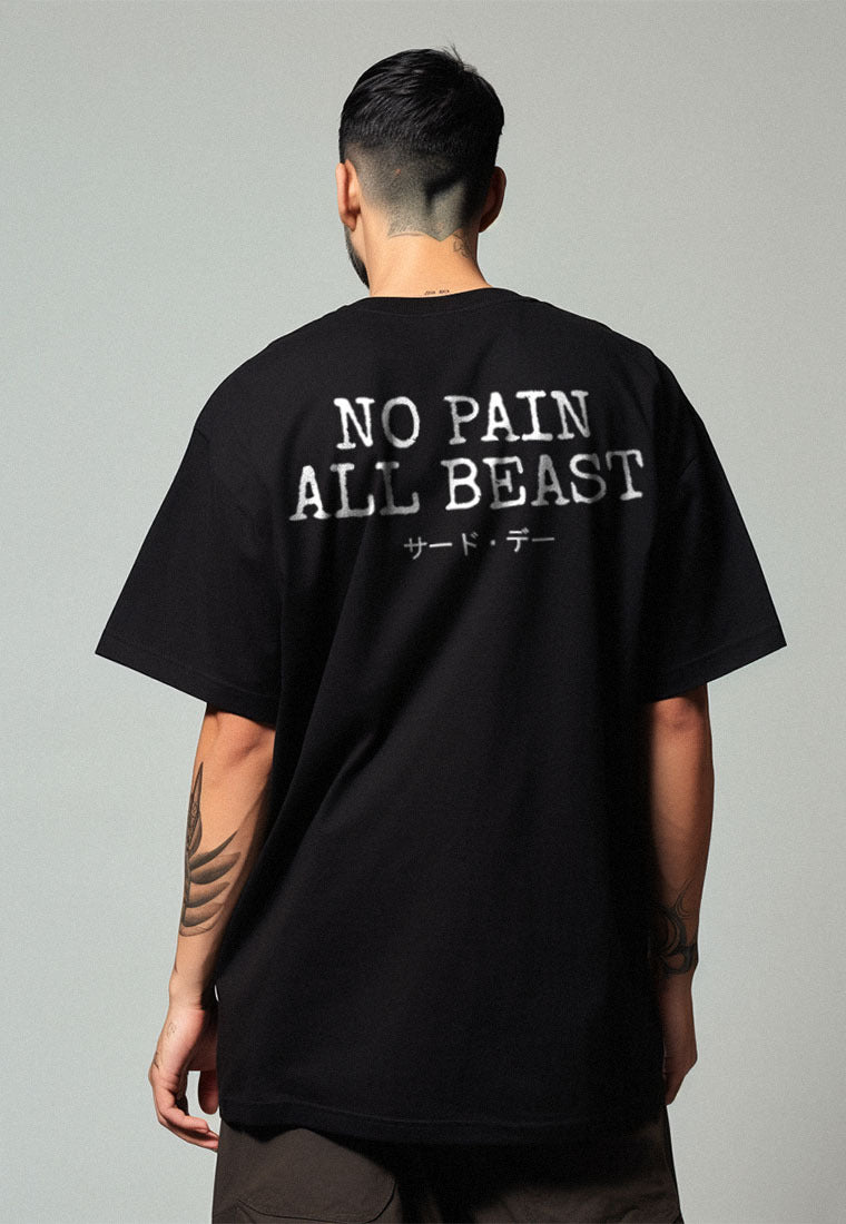 MTS02 Kaos Oversize Gym Bahan Tebal Scuba "no pain all best" hitam