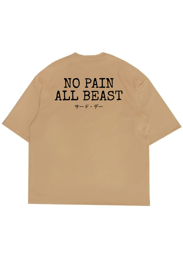 MTS04 Kaos Oversize Gym Bahan Tebal Scuba "no pain all best" Khaki