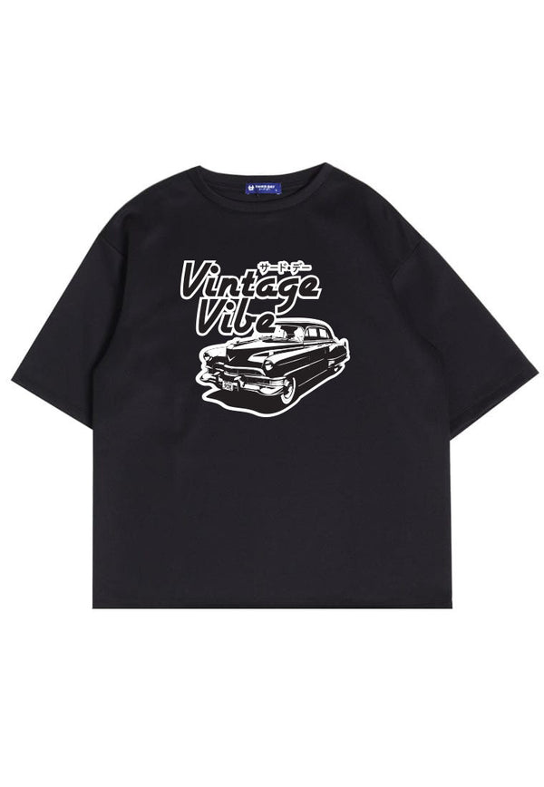 MTS06 Kaos Oversize Gambar Mobil Vintage Bahan Scuba Tebal "vintage vibe" Hitam