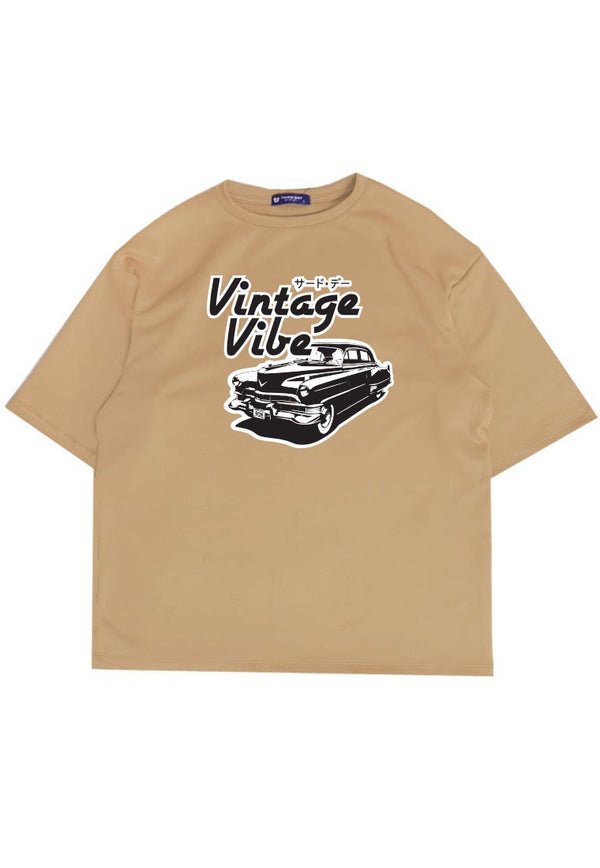 MTS08 Kaos Oversize Gambar Mobil Vintage Bahan Scuba Tebal "vintage vibe" Khaki