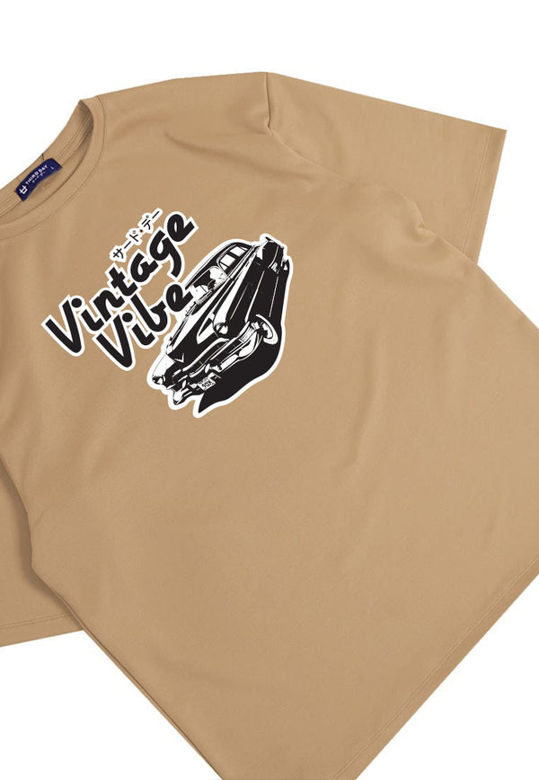 MTS08 Kaos Oversize Gambar Mobil Vintage Bahan Scuba Tebal "vintage vibe" Khaki