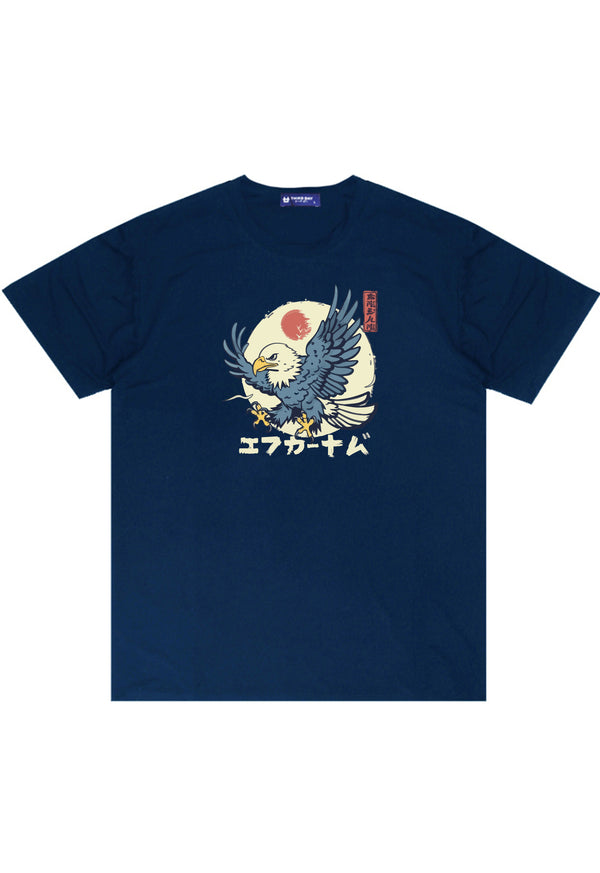 MTS09 Kaos Tangan Pendek Distro Pria Gambar Burung Elang "Japan Eagle" Navy