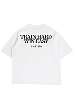 MTS13 Kaos Oversize Gym Scuba Tebal "Train Hard Win Easy" Putih