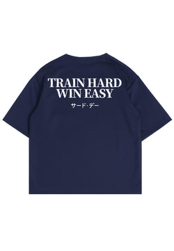 MTS15 Kaos Oversize Gym Scuba Tebal "Train Hard Win Easy" Navy