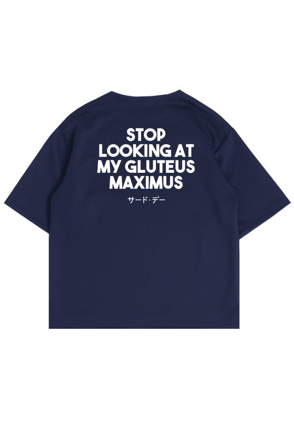 MTS18 Kaos Oversize Gym Bahan Scuba Tebal "glutes" Navy