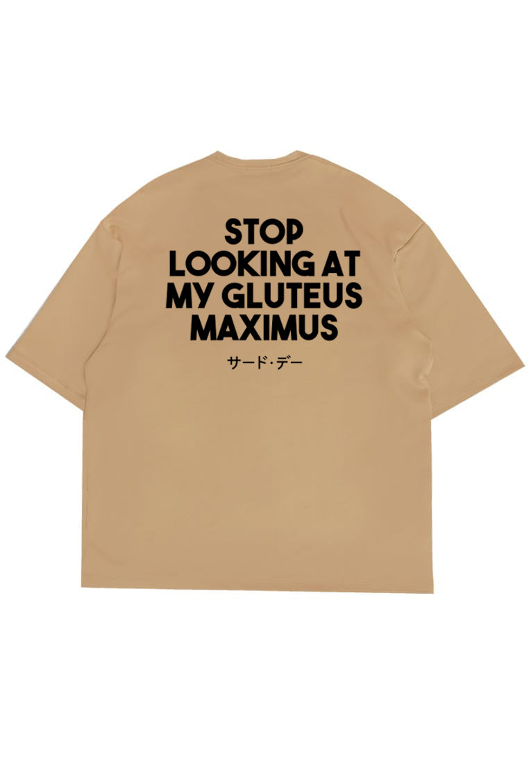 MTS19 Kaos Oversize Gym Bahan Scuba Tebal "glutes" Khaki