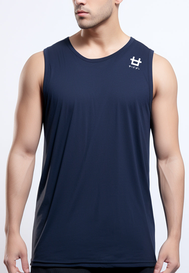 MTS22 Kaos Kutang Pria SVN instacool "shoulder icon logo" navy