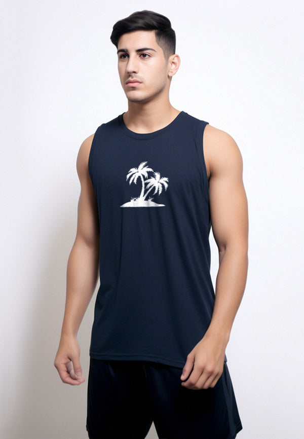 MTS23 Kaos Kutang Pria SVN Instacool "coconut tree" navy