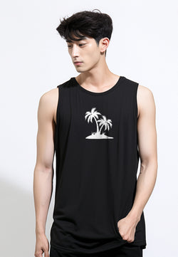 MTS24 Kaos Kutang Pria SVN Instacool "coconut tree" hitam