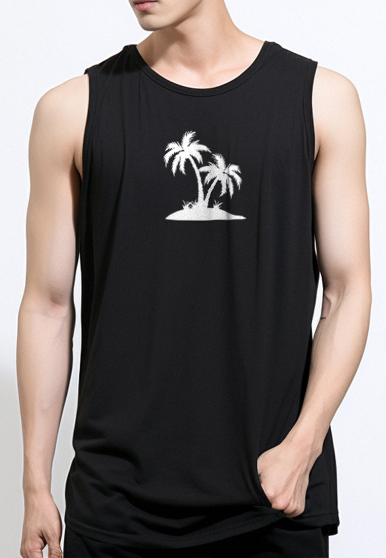 MTS24 Kaos Kutang Pria SVN Instacool "coconut tree" hitam