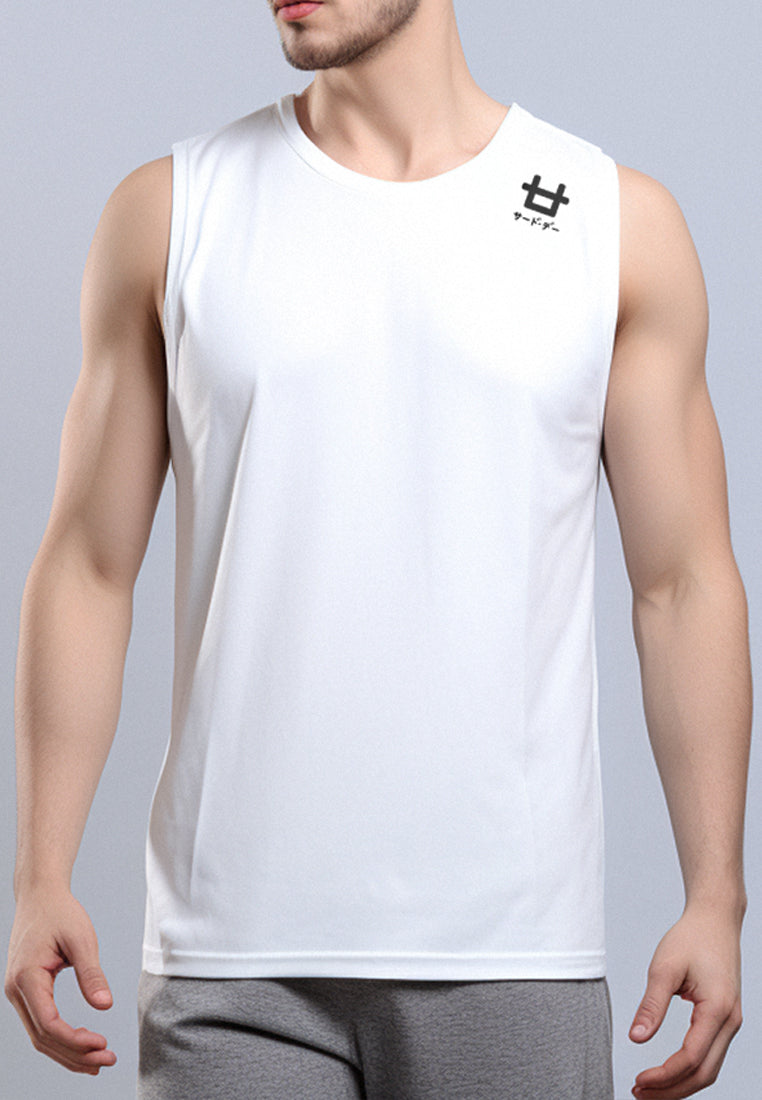 MTS28 Kaos Kutang Pria SVN Instacool "shoulder icon logo" putih