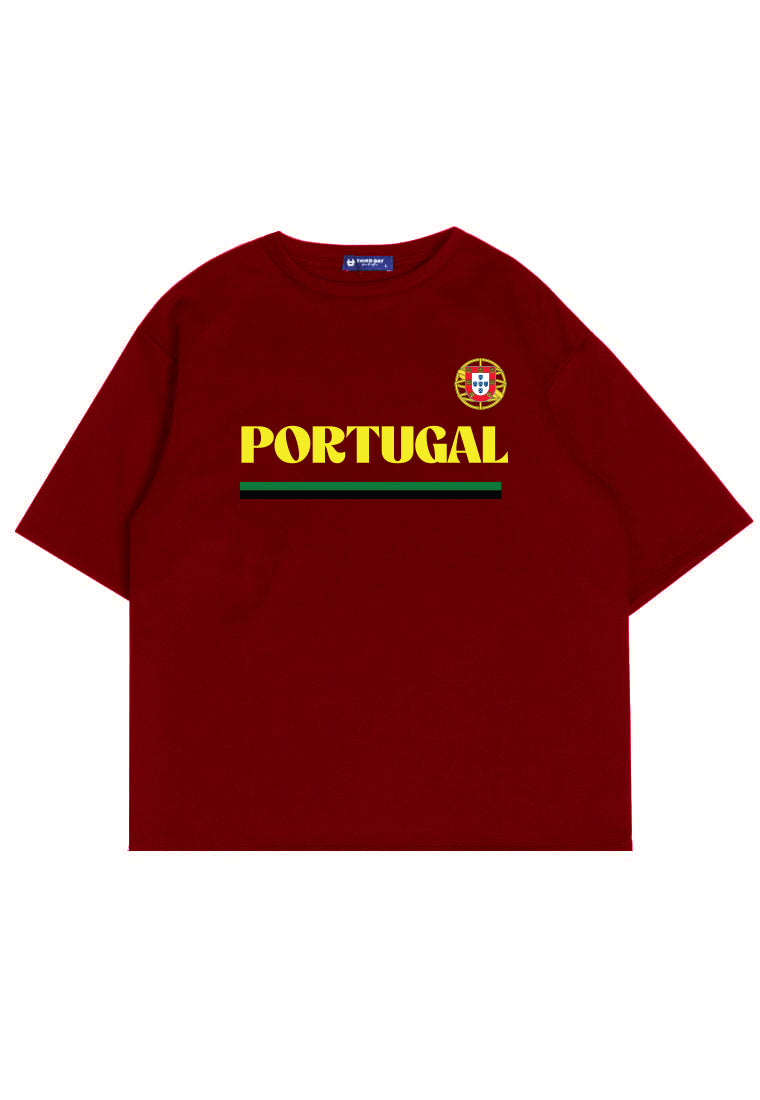 MTS31 Kaos Oversize Negara Portugal Soccer Euro 2024 Bahan Scuba Tebal "portugal" Hitam