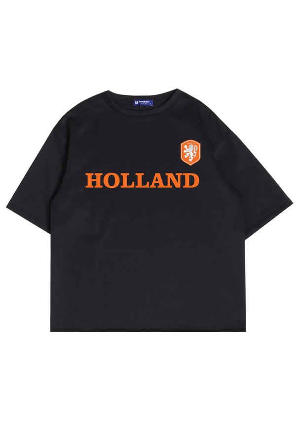 MTS32 Kaos Oversize Negara Belanda Holland Soccer Euro 2024 Bahan Scuba Tebal "holland" Hitam