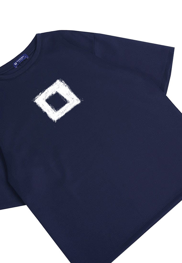 MTS34 Kaos Oversize Bahan Tebal Scuba "white square" navy