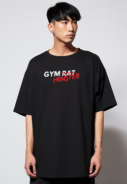 MTS36 Kaos Oversize Gym Bahan Tebal ScubaLux Pria "gym monster" hitam