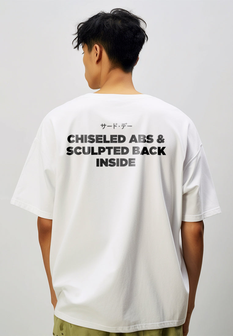 MTS41 Kaos Oversize Gym Scuba Tebal "chiseled abs, back" putih