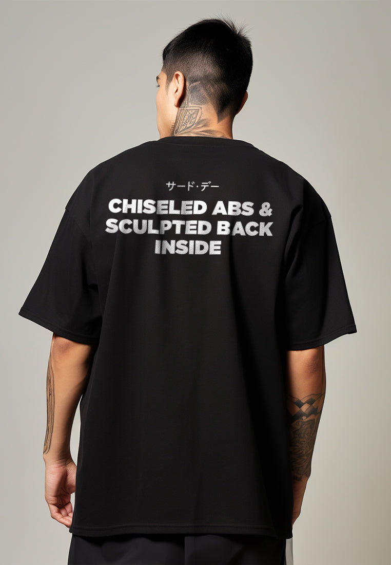 MTS42 Kaos Oversize Gym Scuba Tebal "chiseled abs, back" hitam