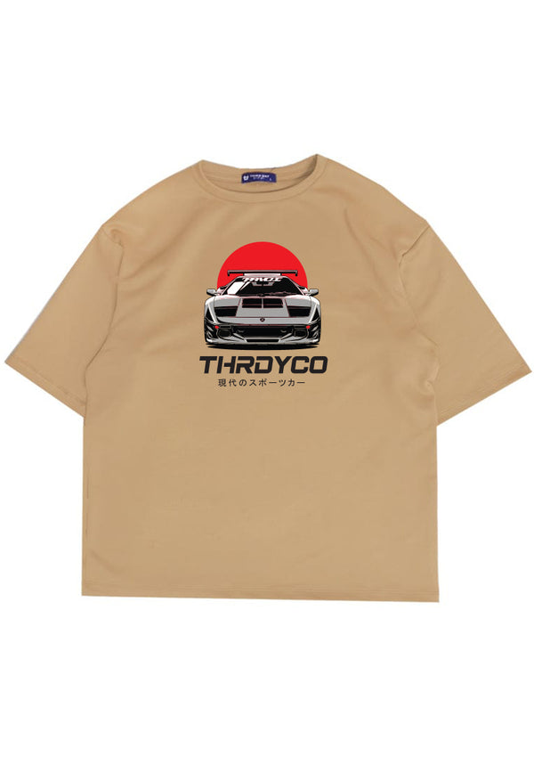 MTS56 Kaos Oversize Gambar Mobil Balap Sports Car Bahan Scuba Tebal "front view" khaki