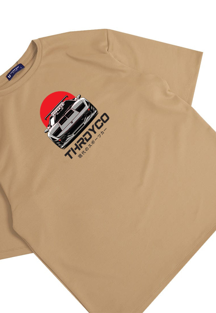 MTS56 Kaos Oversize Gambar Mobil Balap Sports Car Bahan Scuba Tebal "front view" khaki