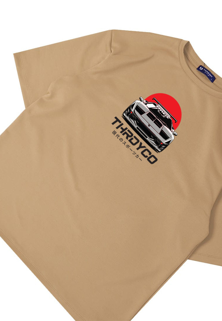 MTS56 Kaos Oversize Gambar Mobil Balap Sports Car Bahan Scuba Tebal "front view" khaki