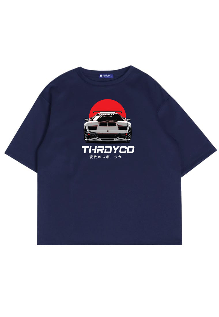 MTS57 Kaos Oversize Gambar Mobil Balap Sports Car Bahan Scuba Tebal "front view" navy