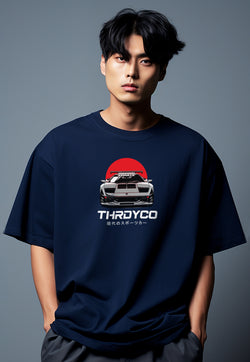 MTS57 Kaos Oversize Gambar Mobil Balap Sports Car Bahan Scuba Tebal "front view" navy