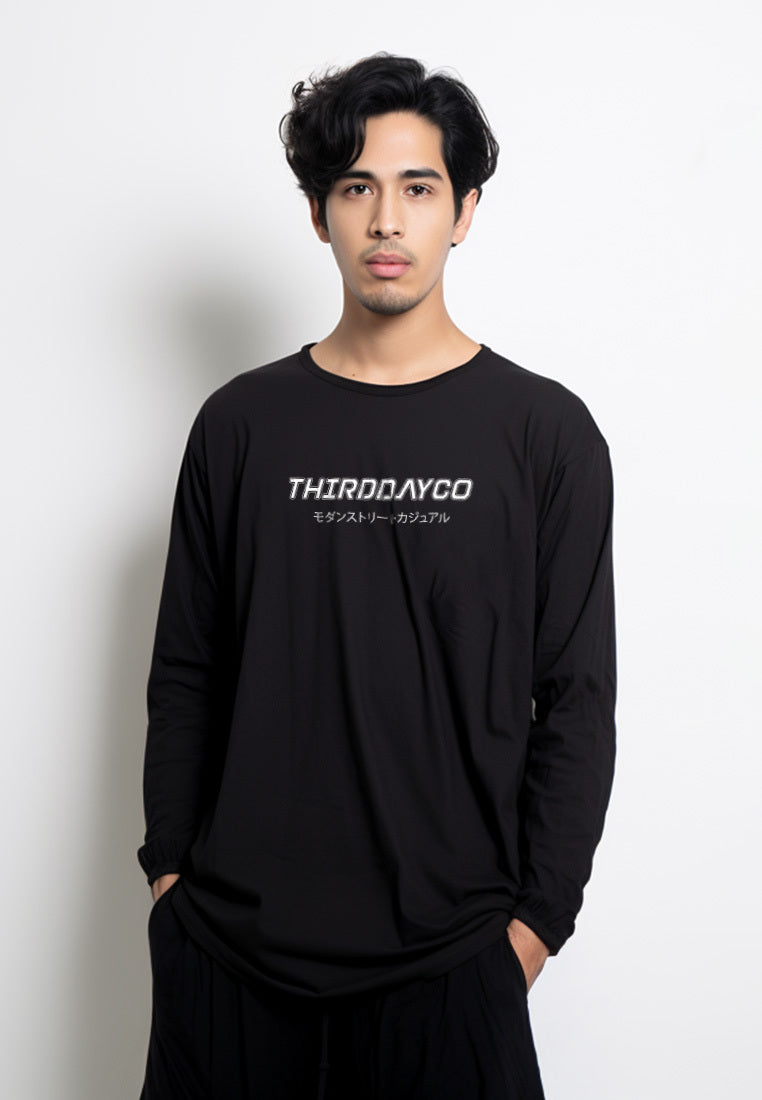 MTS61 Kaos Lengan Panjang Pria Distro Branded instacool "thirdday modern street casual" hitam