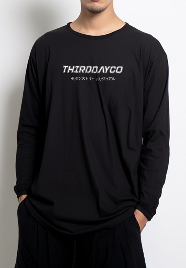 MTS61 Kaos Lengan Panjang Pria Distro Branded instacool "thirdday modern street casual" hitam