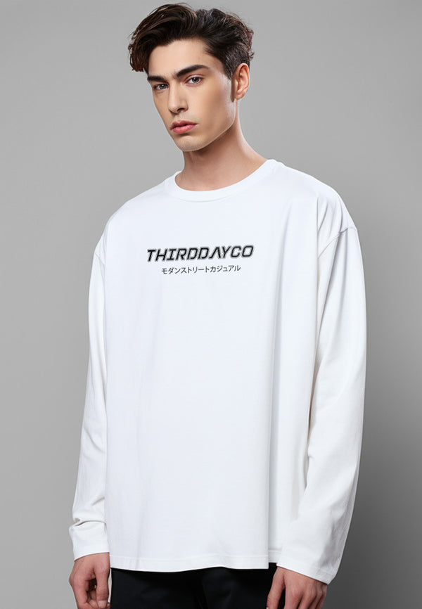 MTS62 Kaos Lengan Panjang Pria Distro Branded instacool "thirdday modern street casual" putih