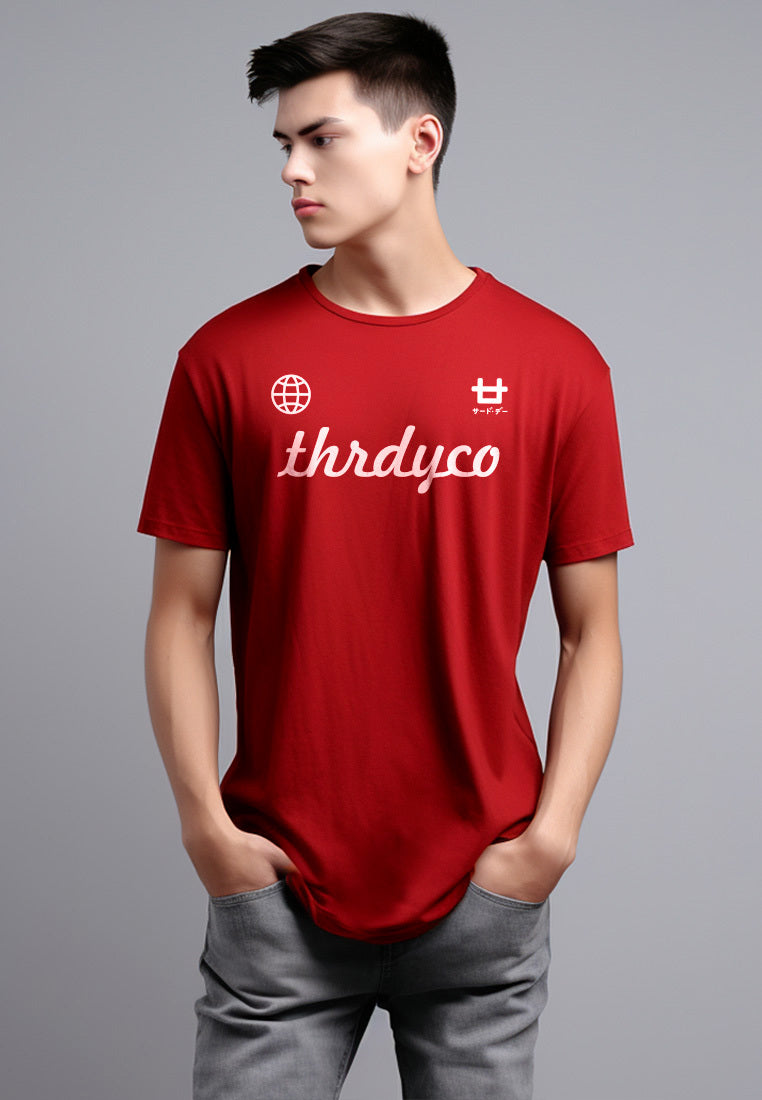 MTS66 Kaos Lengan Pendek Pria Distro Branded instacool "thirdday world logo" maroon