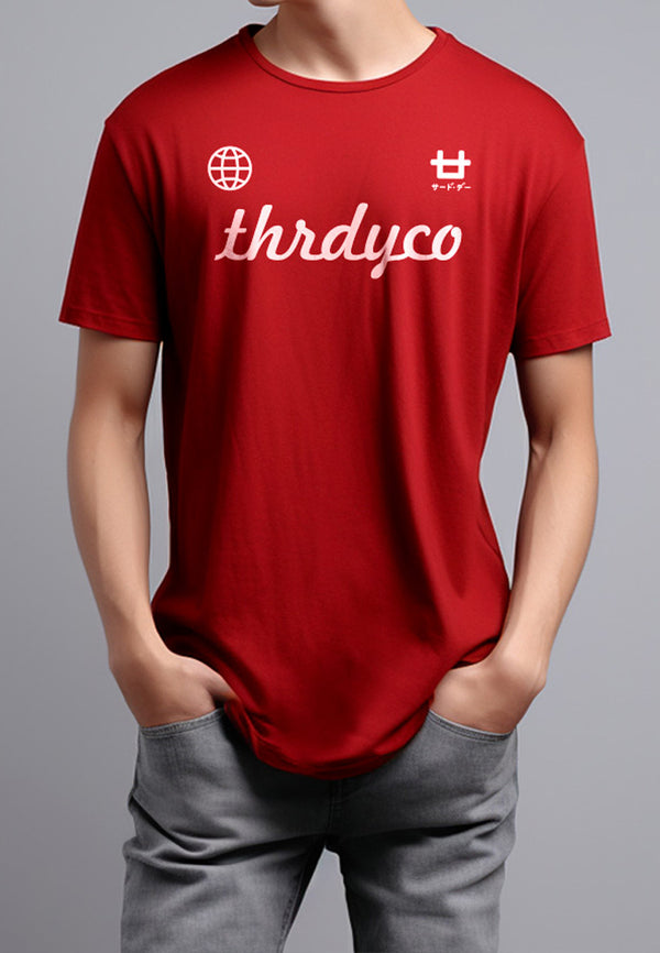 MTS66 Kaos Lengan Pendek Pria Distro Branded instacool "thirdday world logo" maroon