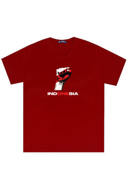 MTS76 Kaos Indonesia Merah Tangan Pendek Instacool "fist of flag" maroon