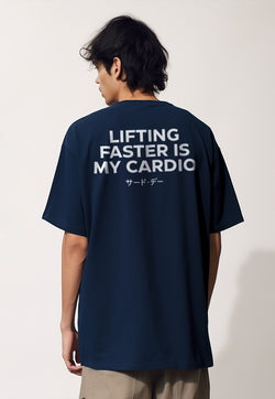 MTS80 Kaos Oversize Gym Scuba Tebal Scubalux "lifting faster is cardio" navy