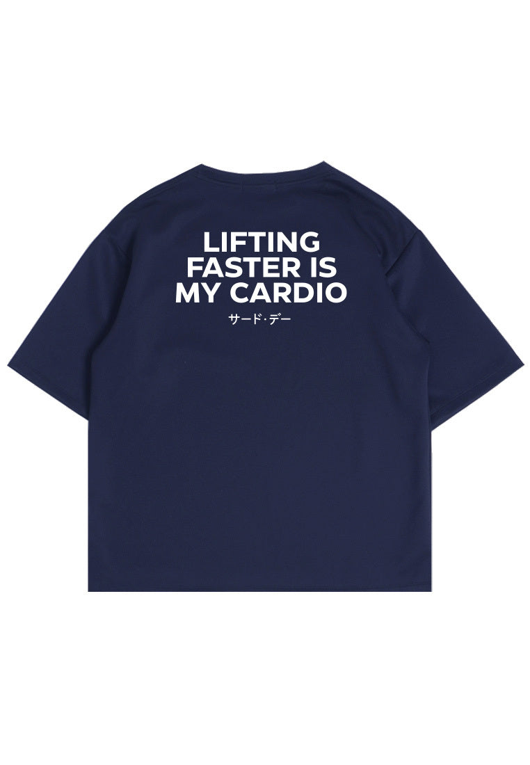 MTS80 Kaos Oversize Gym Scuba Tebal Scubalux "lifting faster is cardio" navy