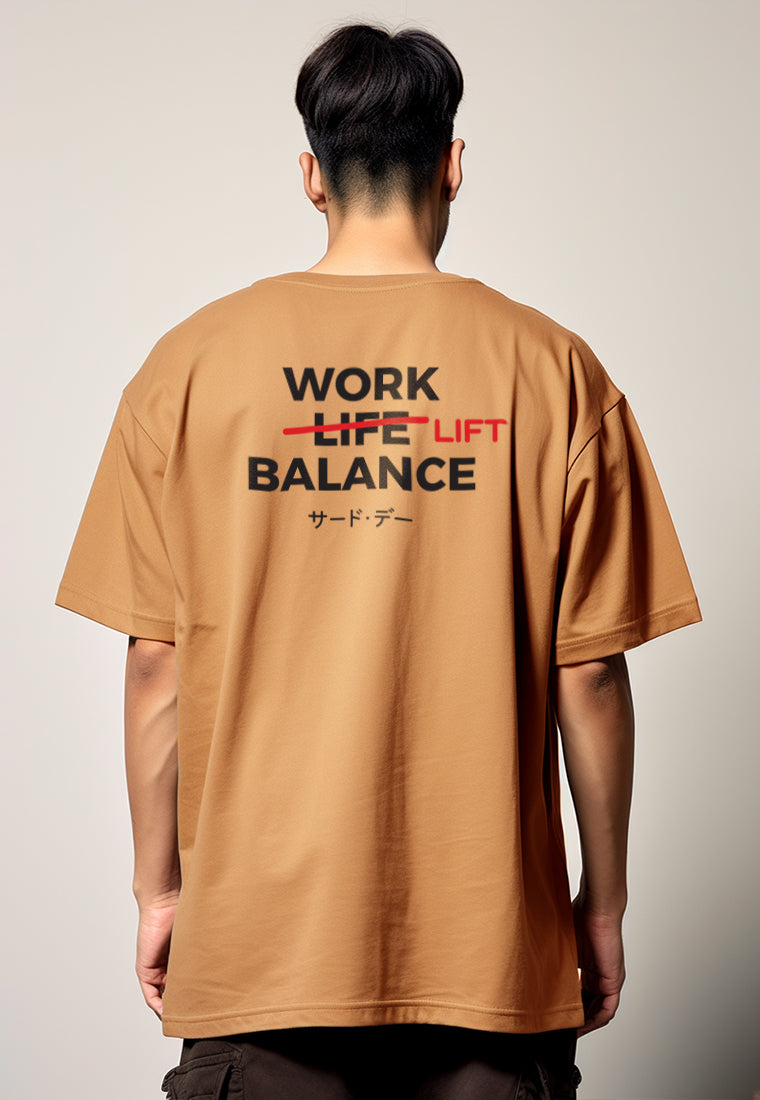 MTS83 Kaos Oversize Gym ScubaLux bahan tebal "work lift balance" khaki