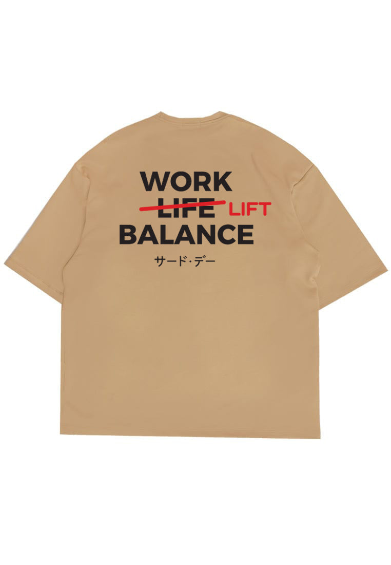 MTS83 Kaos Oversize Gym ScubaLux bahan tebal "work lift balance" khaki