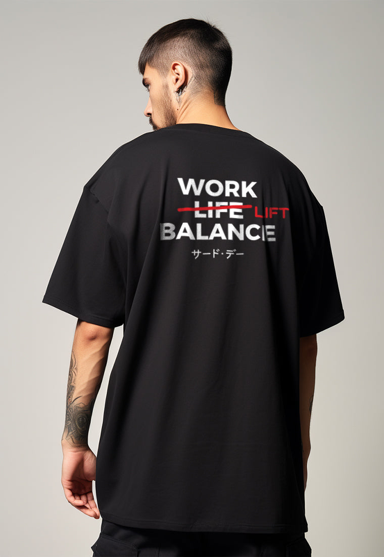 MTS84 Kaos Oversize Gym ScubaLux bahan tebal "work lift balance" hitam