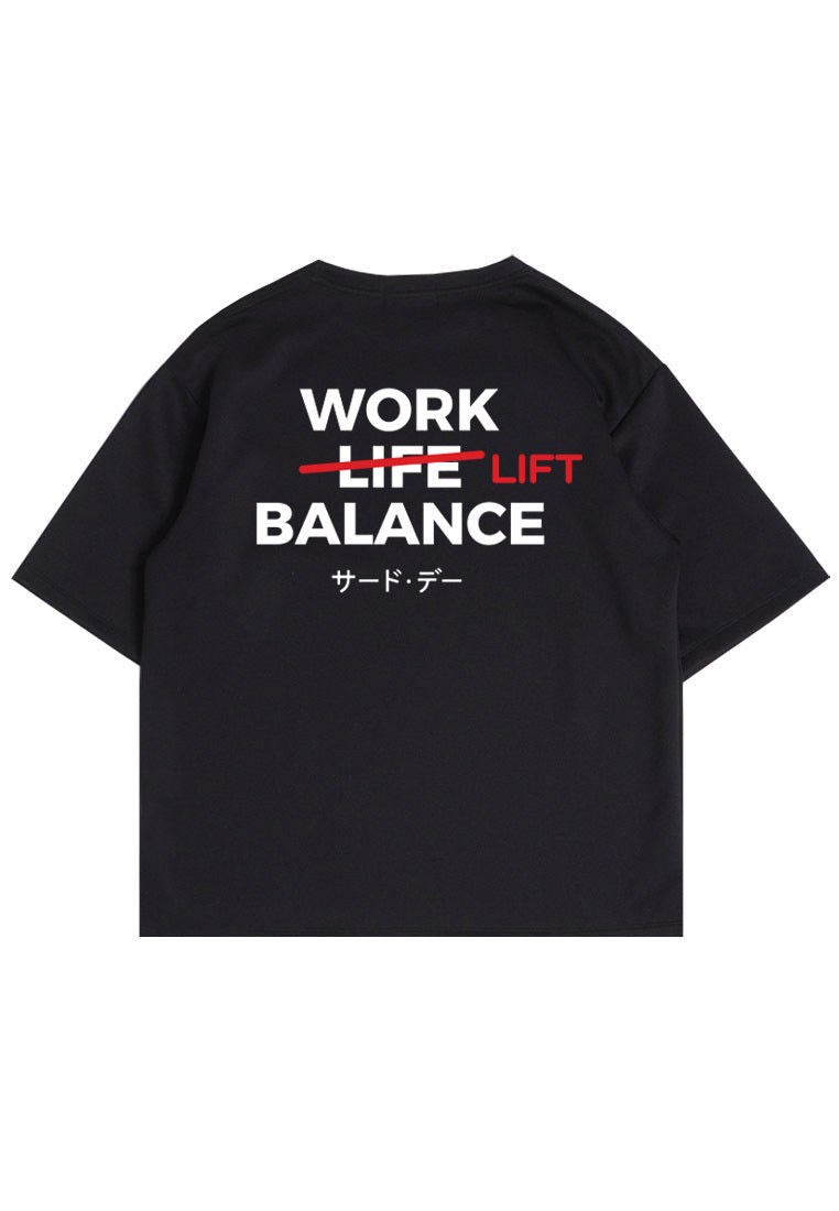 MTS84 Kaos Oversize Gym ScubaLux bahan tebal "work lift balance" hitam