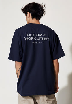 MTS85 Kaos Oversize Gym ScubaLux bahan tebal scuba "lift first work later" navy