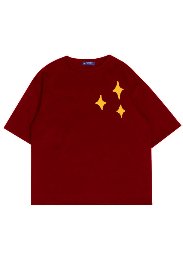 MTT01 Kaos Oversize Gambar Bintang Scuba Bahan Tebal "yellow sparkle" burgundy merah