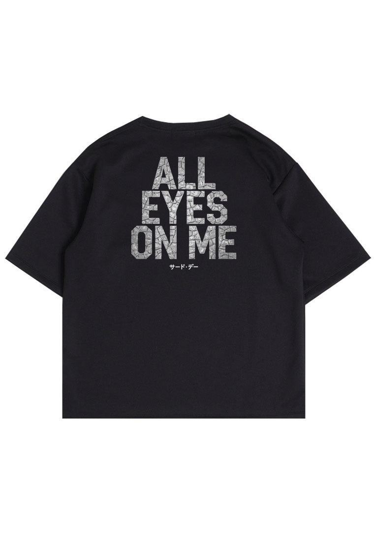 MTT24 Kaos Oversize Gym Bahan Scuba Tebal Scubalux "All eyes on me" hitam