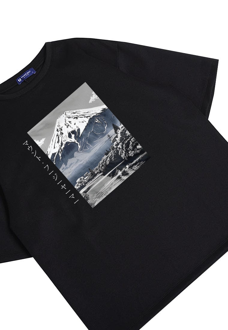 MTT25 Kaos Gambar Gunung Oversize Scubalux Bahan Scuba tebal "mount fuji" Hitam