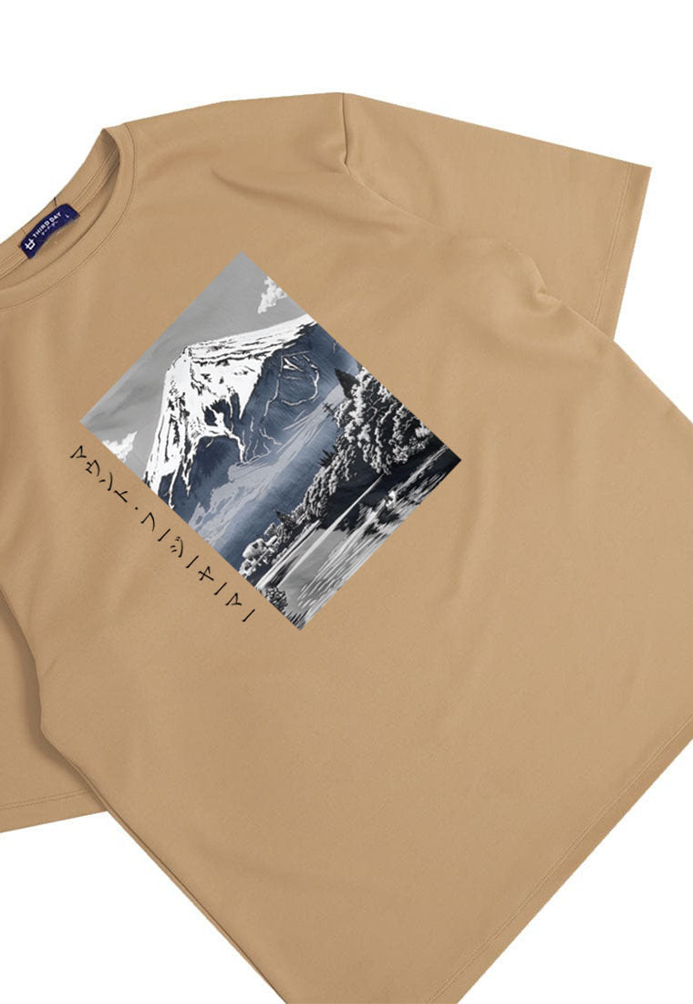 MTT27 Kaos Gambar Gunung Oversize Scubalux Bahan Scuba tebal "mount fuji" Khaki