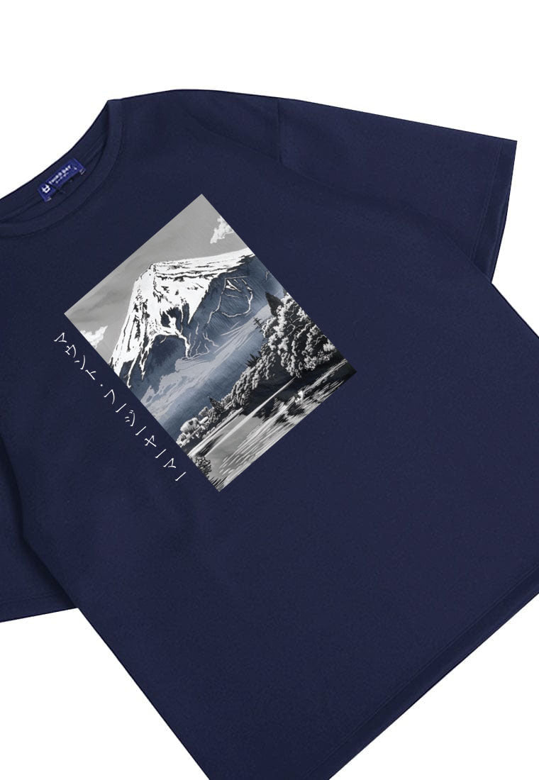 MTT28 Kaos Gambar Gunung Oversize Scubalux Bahan Scuba tebal "mount fuji" Navy