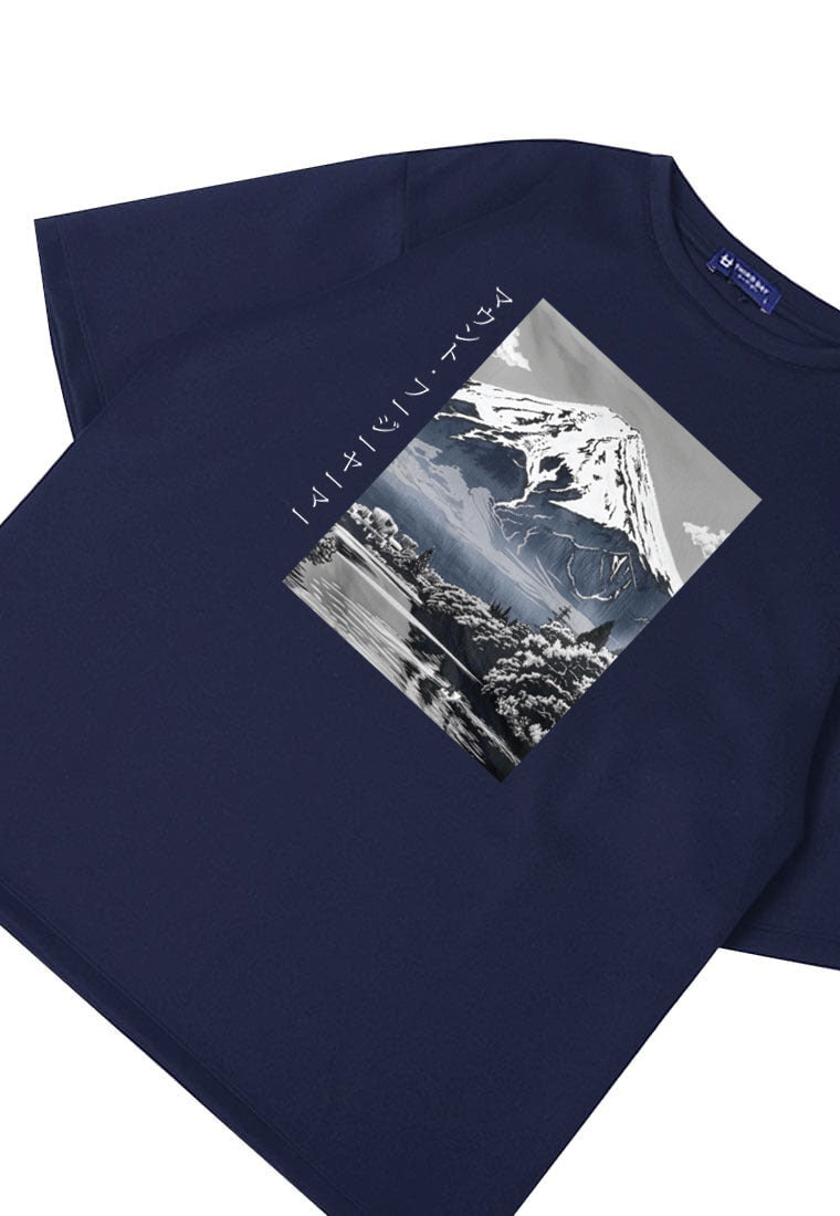 MTT28 Kaos Gambar Gunung Oversize Scubalux Bahan Scuba tebal "mount fuji" Navy