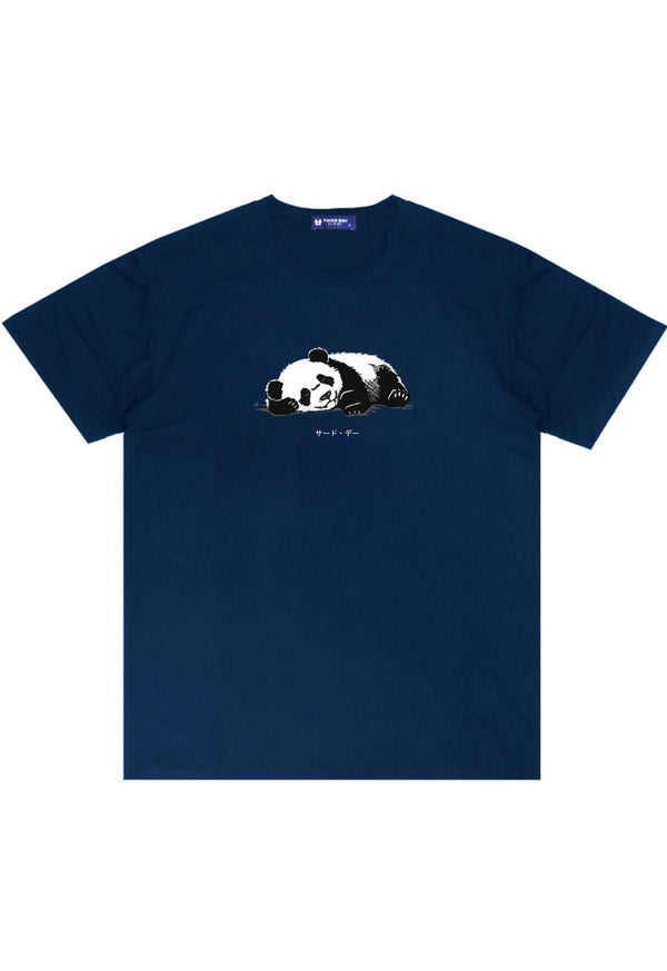 MTT29 Kaos Gambar Panda Pria Lengan Pendek Adem Instacool "panda katakana" navy