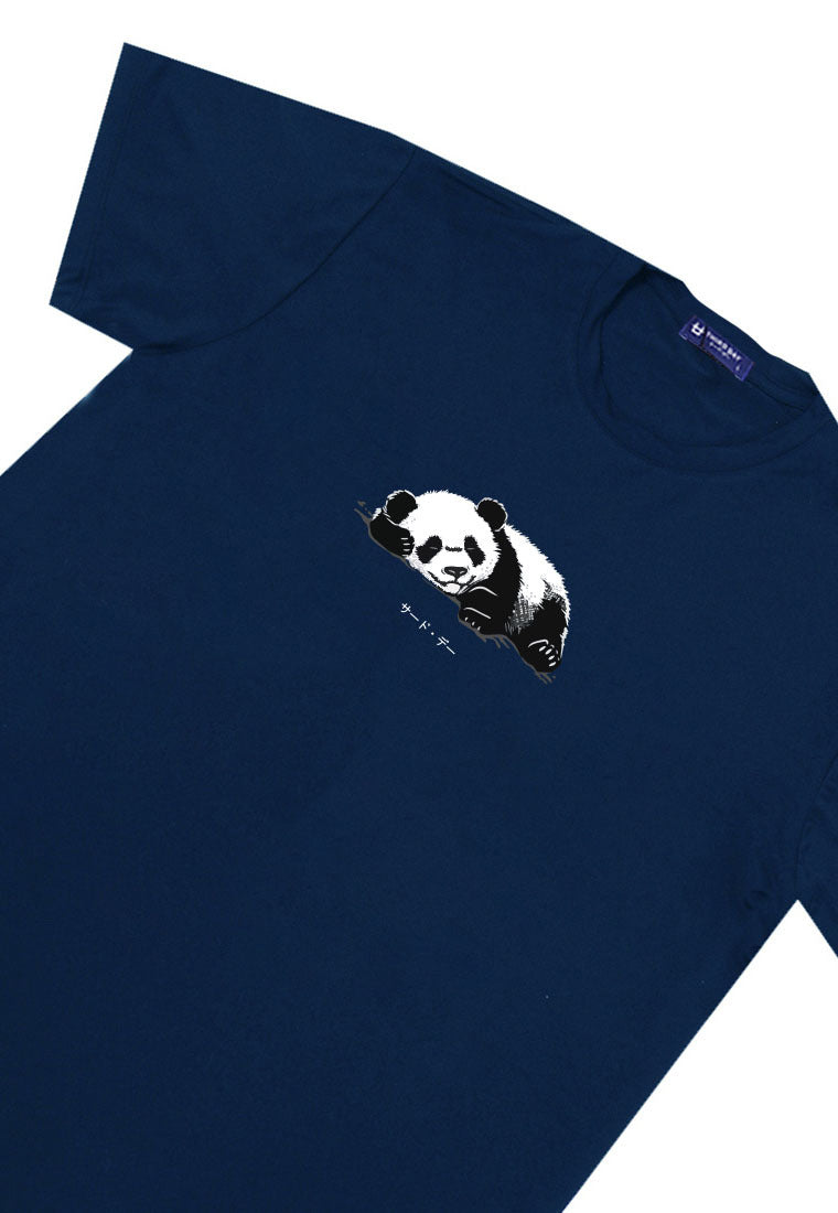 MTT29 Kaos Gambar Panda Pria Lengan Pendek Adem Instacool "panda katakana" navy