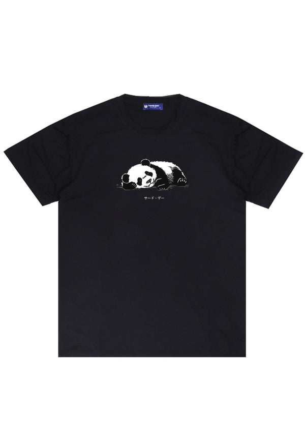 MTT30 Kaos Gambar Panda Pria Lengan Pendek Adem Instacool "panda katakana" hitam